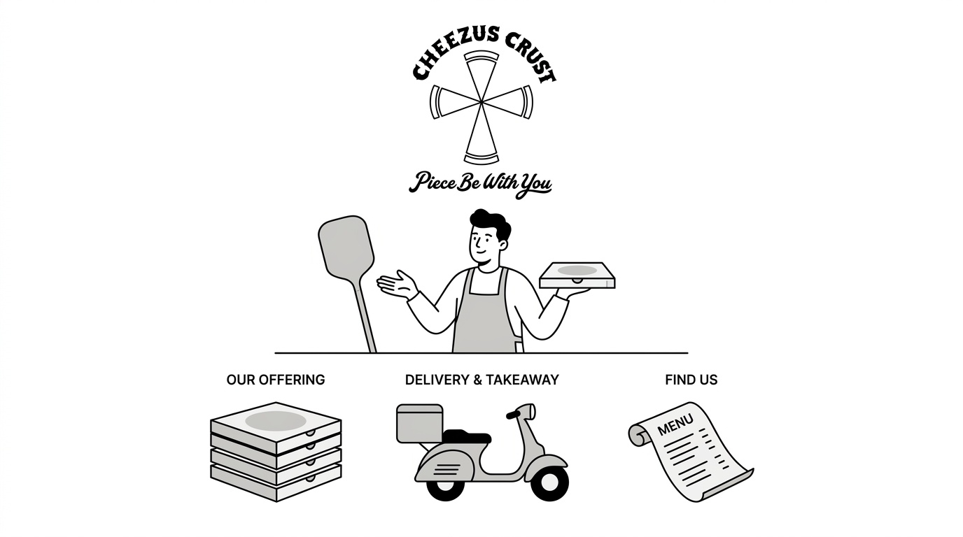 Cheezus Crust logo with the words Piece Be With You